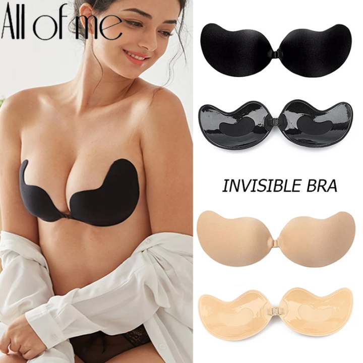 AllOfMe Women Push Up Bra Wireless Sticking Self-adhesive Strapless Front  Closure Gel Invisible Silicone Chest Stickers Underwear