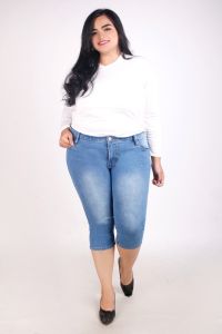JSK Celana Jeans Pendek 7 8 Wanita Jumbo Dewasa Bb 120kg Melar Terbaru 2023 Stretch 7707