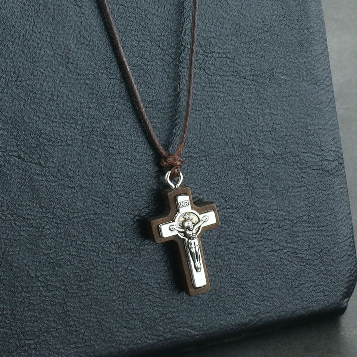 Catholic Jesus Christ INRI Crucifix Cross Necklace Pendant – Medium 1.44", 14K White Gold, Handmade In USA - View #13