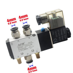 4V210-08 Solenoid Valve 2 Position 5 Way 1/4" Pneumatic Directional Control Valve Single Coil DC12 24V AC110 220V Cylinder Valve