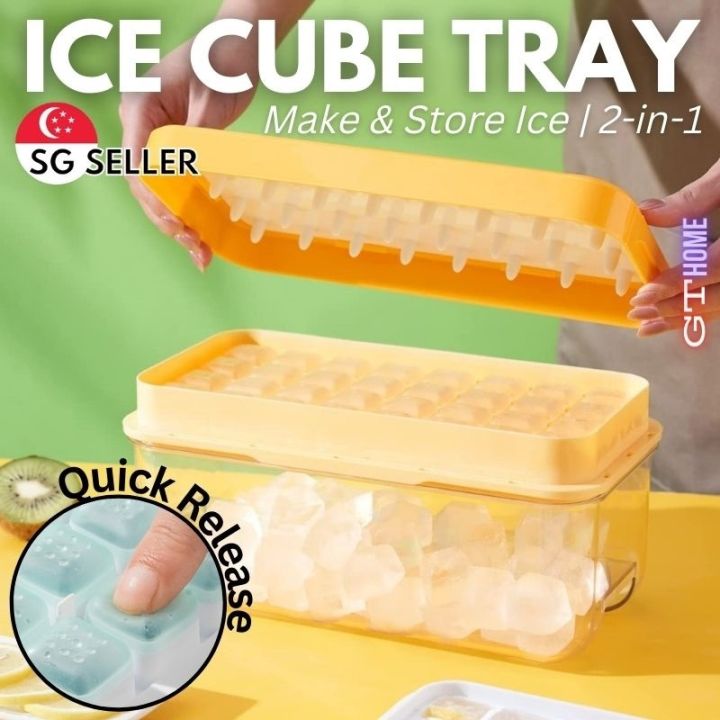 Stackable Ice Cube Maker Tray (36 cubes) with Quick Release design and