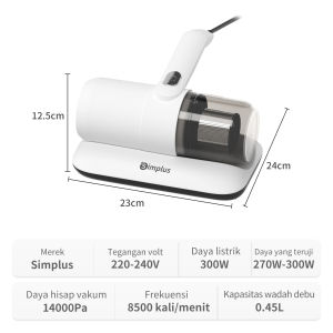 Simplus Vakum Pembasmi Tungau 14000Pa Daya Hisap Kuat Frekuensi Tinggi Ringan 1.25kg Filter HEPA untuk Kasur Sofa Mobil