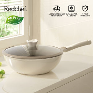 Redchef Nonstick Ti Ceramic Large Capacity Wok No PFAS& PTFE& PFOA Suitable for All Stoves