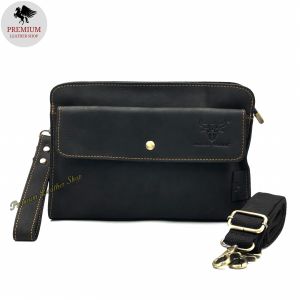 L Size Rush Rider Clutch Bag Men Cow Leather Handcarry Bag 2 Way Use Sling Bag Hand Carry