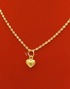 [VJ]Cop916 Set2ln1 "Love" 999.9 Bangkok Gold Plated Jump Ring Hook Pendant&Necklace <Rantai&Buah Love Cangkuk Bulat>