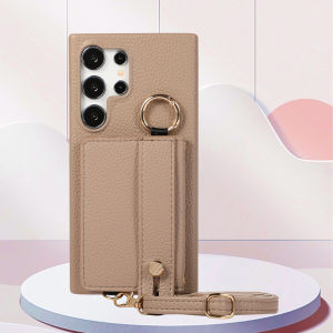 Wrist Strap Crossbody Leather Wallet Ring Holder Case For Samsung Galaxy S24 Ultra S23 S21 Plus A15 A35 A55 A54 Lanyard Cover