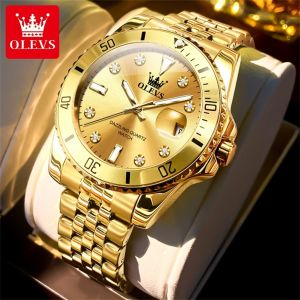 OLEVS Watch For Man Waterproof Original Brand 2024 New Design Rotating Bezel Stainless Steel Multifunction Large Dial Luminous Casual Watch
