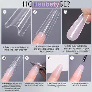 Heabety Sandwich Dual Nail Forms 240pcs 15Size Quick Extensions-Dual Forms No Paper Forms Needed 3D Ellipse Manicure Forms Top Mold Bottom Mold