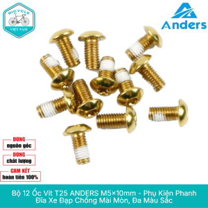 Bộ 12 Ốc Vít T25 ANDERS M5x10mm – Dành Cho Phanh Đĩa Xe Đạp