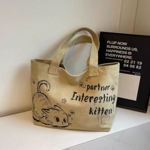 MOUSSON  กระเป๋าผ้าใบ Tote ความจุขนาดใหญ่แบบลำลองกระเป๋าสะพายไหล่แฟชั่นพร็อพใหม่สำหรับผู้หญิง