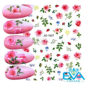 Sticker Dán Móng Tay 3D Dạng Decal Dán Chống Nước Hoạ Tiết Hình Bông Hoa Hồng Pink Rose JO1627