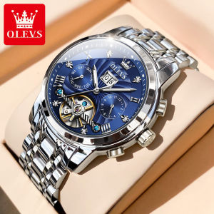 OLEVS automatic watch for men original waterproof dimond dial dual celendar chronograph luminous tourbillon fashion sport watch