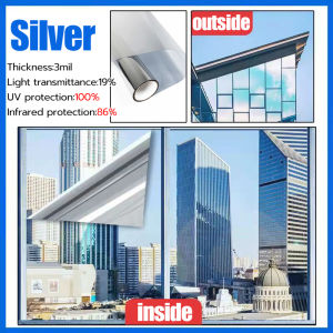 【Lightning Shipping】Hot Sale!!! Window film Blocks 100% of UV ray Single perspective film One way mirror glass Protect privacy Anti-ultraviolet Sun blocking heat Easy to install Free small knife scraper Sticker for Home and Office
