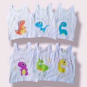 6 PCS Kaos Singlet Motif Anak Kaos Dalam Oblong Anak putih gambar