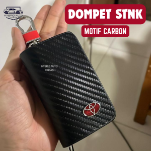 Dompet STNK Mobil Motif Carbon Gantungan Kunci Mobil Elegan Polos Logo 1 Pcs