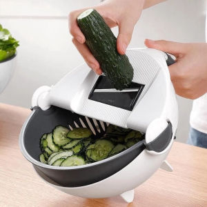 [VIDKHSY Store】9-in-1 Multifunctional Vegetable Chopper Slicer Cutter - with Drain Basket Potato Carrot Peeler Kitchen Gadget for Easy Food Prep | BPA-Free