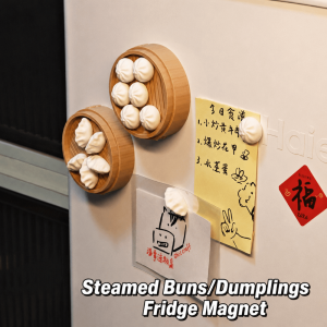 FLYING 3D Fridge with Steamer Simulation Steamed Buns/Dumplings Fridge Decorative Cute Fridge Sticker Home Kitchen