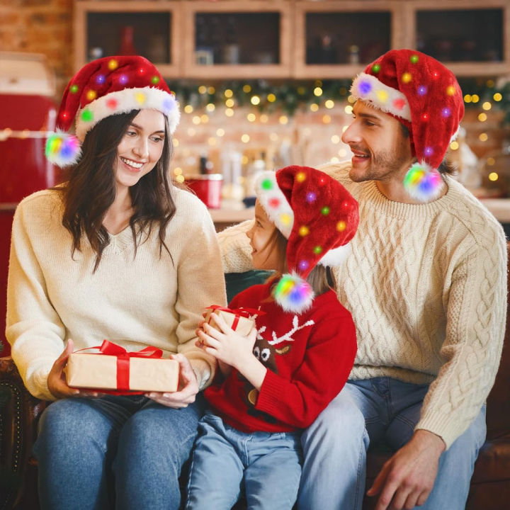 Light Up Santa Hat, Plush Christmas Hats, Christmas Hats Suitable