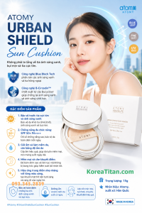 Phấn chống nắng và trang điểm cùng lúc chống tia cực tím cao SPF 50+ PA++++ và ánh sáng xanh từ thiết bị điện tử cùng khả năng làm trắng và cải thiện nếp nhăn vượt trội (15g)Atomy Urban Shield Sun Cushion - 앱솔루트 어반 쉴드 선쿠션 - Атоми Абсолют Солнцезащитный Ку