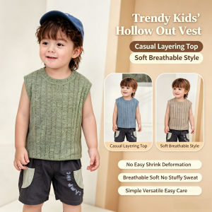 【local Stock】New Trendy Hollowed Out Vest For Kids Loose And Lightweight Design Excellent Breathability Keeps You Fresh All Day Long Without Shrinking Or Changing Shape Easy To Take Care Of