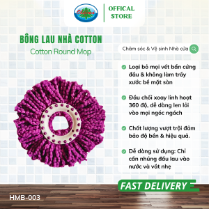 Bông Lau Nhà Cotton Thay Thế 360 Độ Cao cấp Ohiama Cotton Round Mop HMB-003 | Cây Bộ Lau Nhà Đa Năng