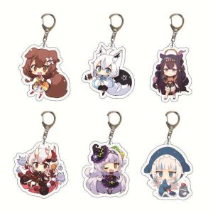 HENLI Cute Fan Collection Figure Bag Pendant EN Shark Bag Accessory Gawr Gura Mori Calliope Anime Keychain Hololive Vtuber Keyring Watson Animation Game