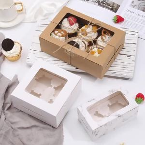 Wholesale 102050100PCS Muffin Cupcake in Pure White Design with Holder2 4 612 Hole Cupcake With Holder COD