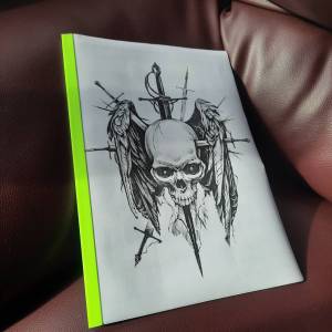 แบบสักลาย หัวกระโหลก เท่ห์ๆ  tattoo เเทดทูรอยสัก 1 ชุดมี 40 แผ่น (ไม่ใช่สติ๊กเกอร์) กระดาษขนาด A4