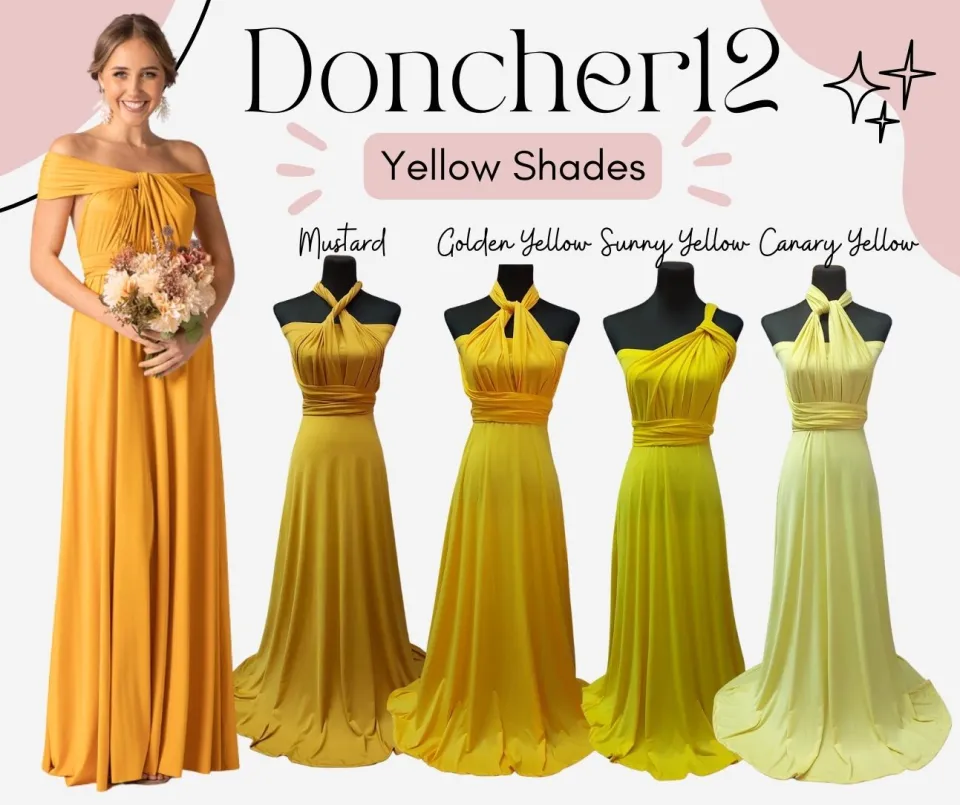 D12Trading Infinity Dress Bridesmaid Yellow Shades All sizes Available  Casual A-Line Maxi Dress 100% Cotton Sweetheart Neckline A-Line Maxi Dress  For Kids & Adults - Lazada | Lazada PH