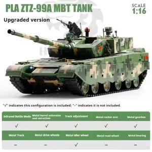 JDD [ in stock ][ original available ]Henglong 3899A-1 1/16 99A Remote Control Tank Model Camouflage Green China 99A Metal Tank Car Shooting/e Tank RC Toys