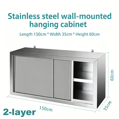 BMZAR Kitchen Cabinet 304 SUS Hanging Storage Cabinet Wall Mounted Transparent Door Spice Shelf Dustproof Waterproof