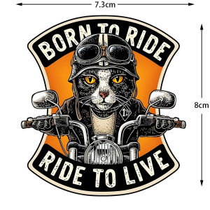 Mèo đi xe máy Đề can trang trí chống nước retro nhãn dán hài hước cá tính xe máy Harley-Davidson