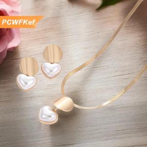 【PCWFKef】 ชุดต่างหูสร้อยคองูรูปหัวใจสุดสร้างสรรค์สำหรับผู้หญิงเครื่องประดับ2ชิ้น