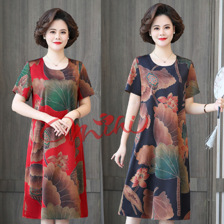 Váy Trung Niên Nữ, Mẫu Đầm Cho Mẹ Trung Niên Đi Tiệc Ngắn Tay Thêu Hoa Form  Rộng Lịch Sự | Thời Trang Trung Niên U40+ - Tìm Voucher
