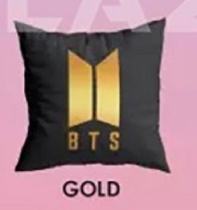 BTS Logo Throw Pillow 16x16 Square Pillow White Black Gold & Silver Color Print with Polyester Filling and Cover