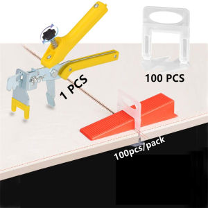 100pcs Reusable Tile Leveling Tile Wedges Tile Push Pliers Ceramic Leveling System Positioning Locator Tool Set Flat Ceramic Tile Spacers for Flooring Wall Carrelage