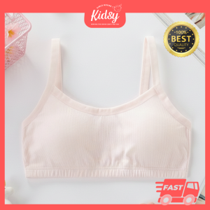 KIDSY 10-16Y Plain Girl Bra Teen Girls Bra Cotton Padded Training Bra Student Vest Wireless Kids Bra