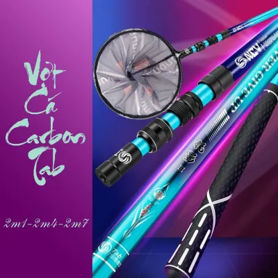 Cán vợt câu đài tab kích thước 2.1m 2.4m 2.7m cán vợt carbon