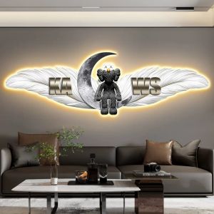 Tranh Điện Tranh Tráng Gương Mẫu Lông Vũ KAWS hiện Đại