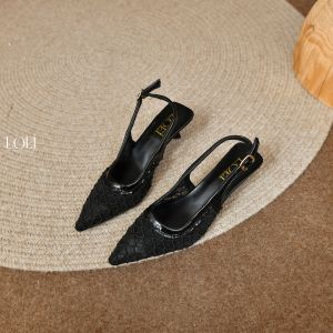 LOEI Naeri Slingback Pointed Heels Rajut Transparan – Elegan dan Anggun 5718