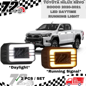oyota Hilux Revo Rocco Rogue 2020 2021 - Onwards Fog Lamp Cover With Dynamic DRL Daylight + Signal Running