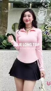 Áo thể thao nữ dài tay cổ polo có bigsize Jolie Long Top Today U Wear giữ nhiệt thoải mái tập gym yoga