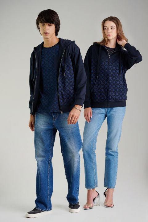 Mc jeans เสื้อกันหนาว ฮู้ดดี้ Unisex แขนยาว สีกรม MJHZ209