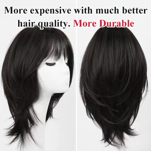 Womens wigs long hair air bangs hair headgear can be Qi can be oblique button collarbone wig