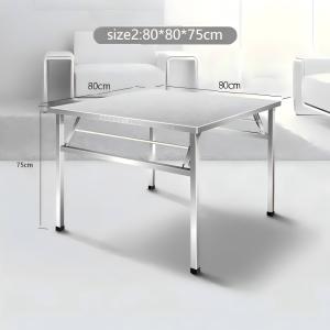Heavy-duty stainless steel folding table commercial catering workbench home kitchen dining table reinforced anti-wobble foldable table with high load capacity