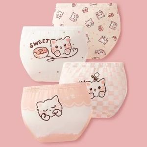 4pcs Cotton Girls Soft Panties Baby Lovely Character Pattern Cartoon Panty Students Boxer Briefs Kids Underwears Children Boxers2026