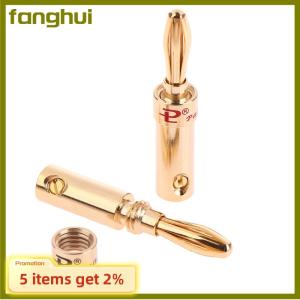 fanghui 2ชิ้นอะแดปเตอร์ปลั๊กต่อลำโพงรูปกล้วยชุบทองแดงสำหรับเครื่องขยายเสียงสายลำโพง