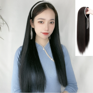 Wig Bando Cantik Wanita Simple Elegan Korean Version Wig Bando Panjang Wanita Hairclip Korea Rambut Palsu wig headband-17