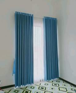 Kordeng Jendela Kaca 2 pendek Pintu Kamar tidur Model Smokering Polos Bahan Blackout mewah ellegan