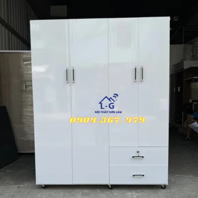 [HỎA TỐC HCM] Tủ nhựa Đài Loan 4 cánh màu trắng tinh - tủ quần áo nhựa giá rẻ trực tiếp tại xưởng